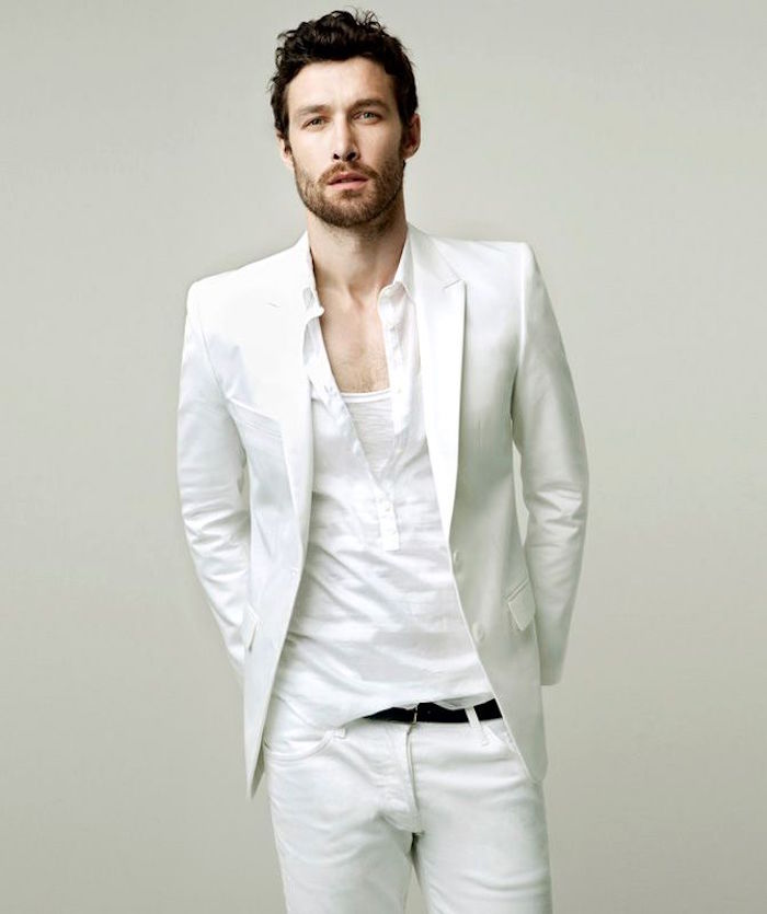 tenue blanche homme avec veste tee shirt tunisien et pantalon blanc pour été