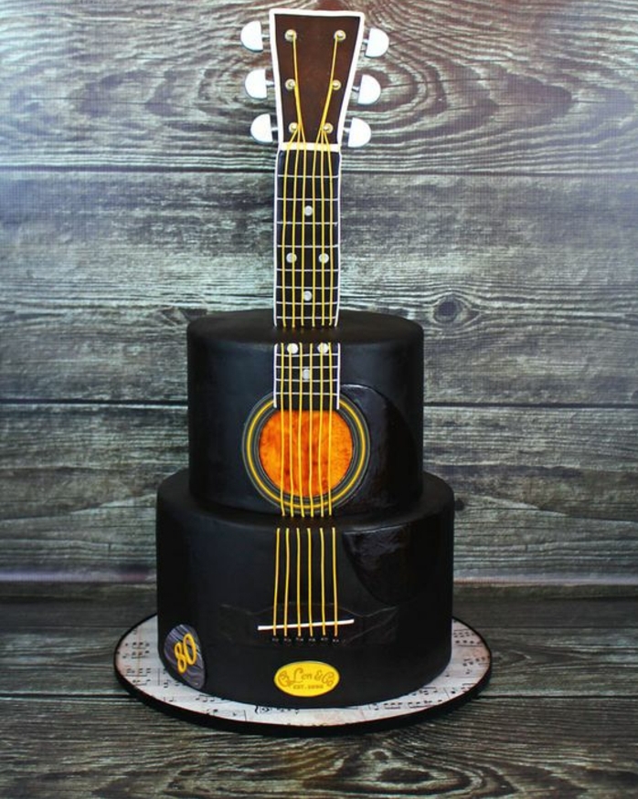 Gateau anniversaire pour homme gâteau original au chocolat guitare