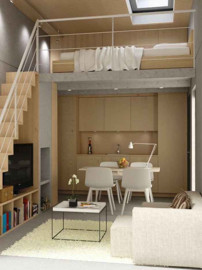 comment aménager une petite chambre multifonctionnelle avec escalier et mezzanine 