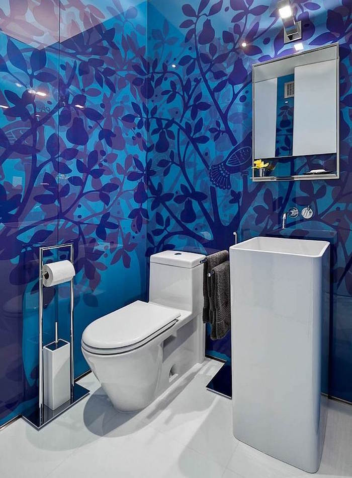 peinture toilette wc bleu faience carrelage zen