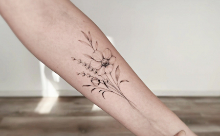 dessin sur peau bouquet de fleurs petales tiges feuilles lumiere soleil