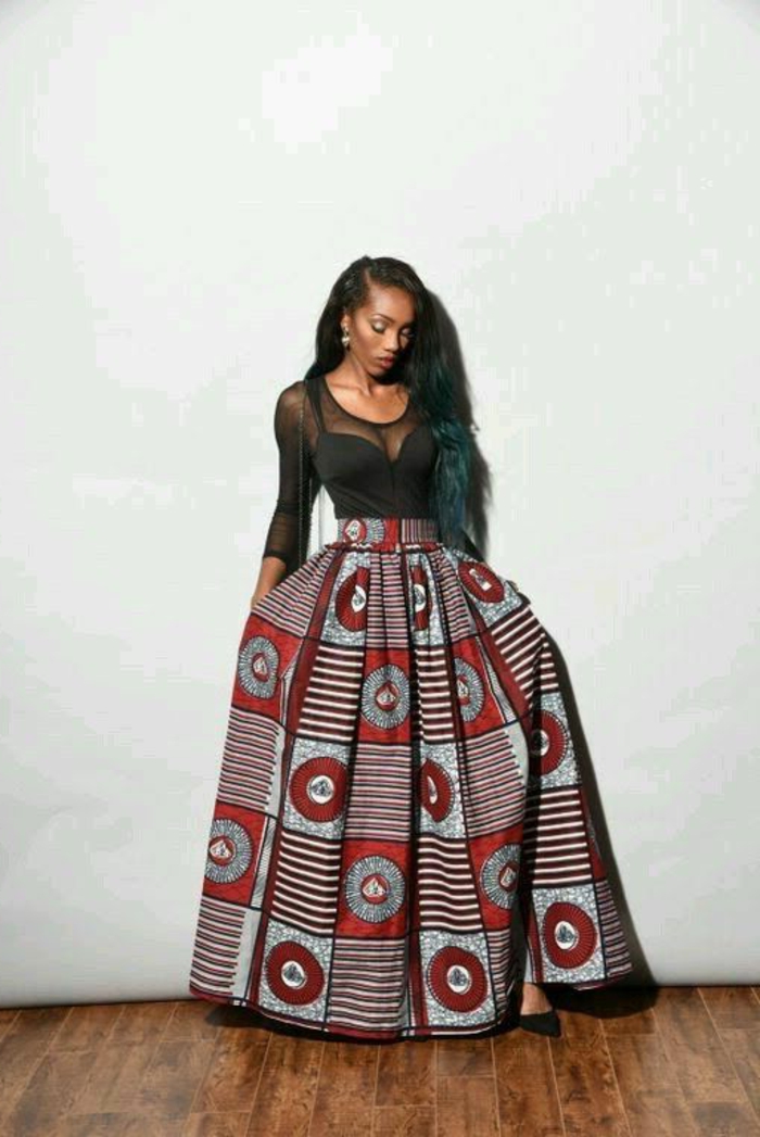 Africaine en pagne model de pagne africain jupe longue