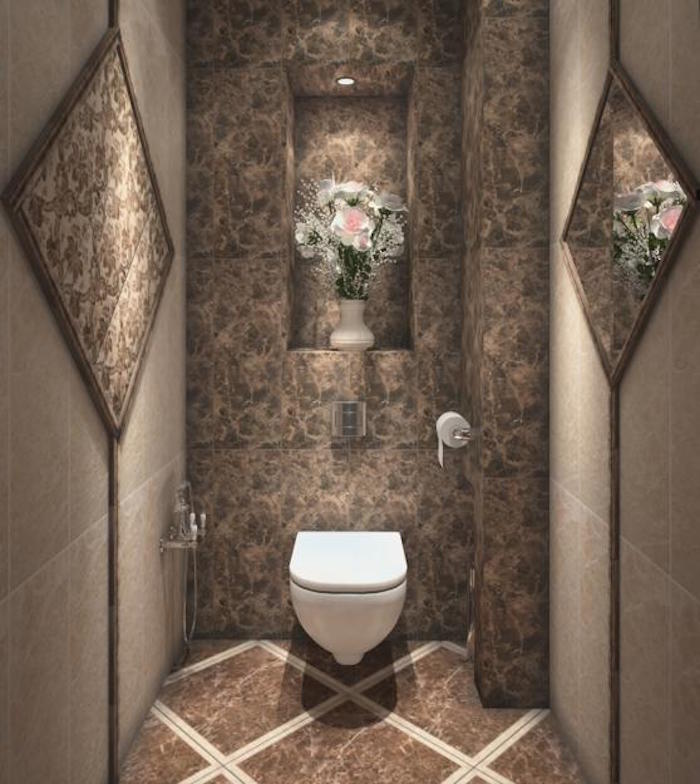 idee decoration wc style barroque carrelage vintage marron