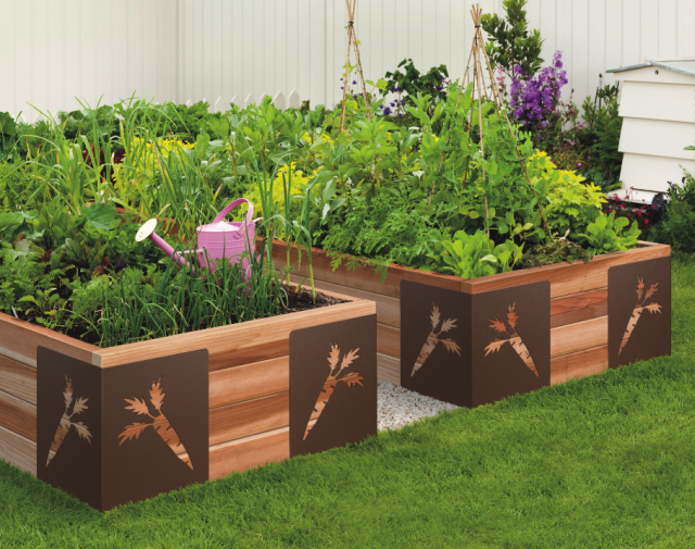 carré potager surélevé carré en bois décoré pour jardin