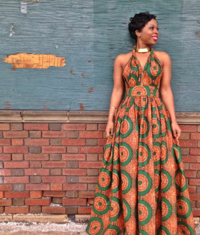 Idée model africaine en pagne habit africain robe longue coloré