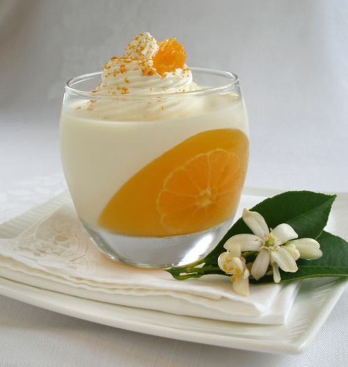Dessert individuel présentation assiette dessert art orange