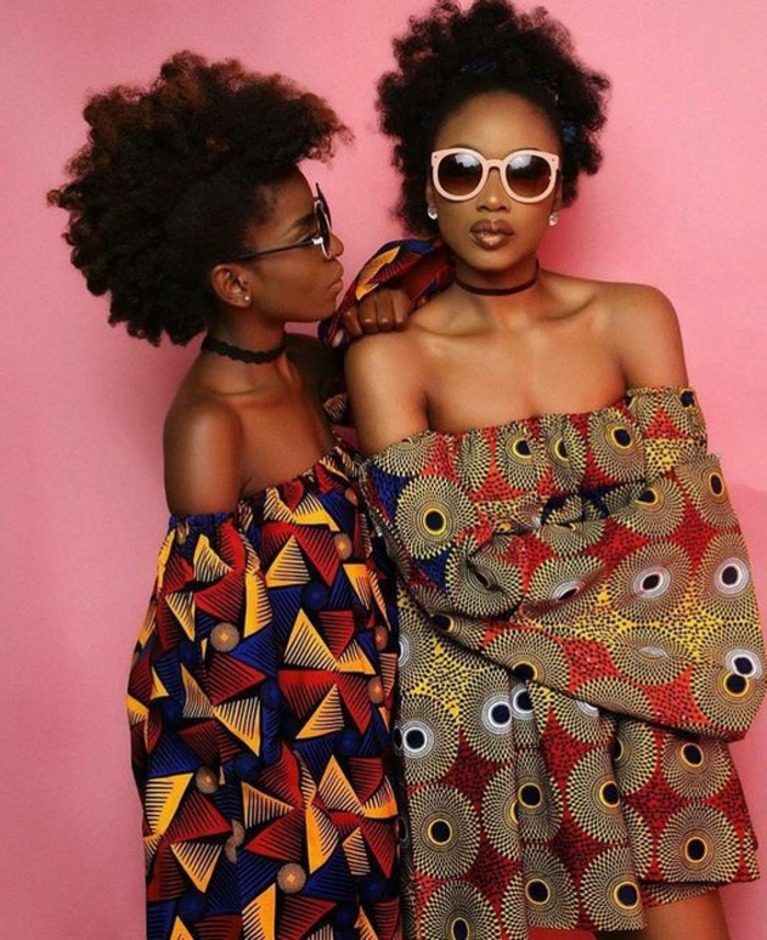 robe africaine wax, robes modernes aux imprimés ethniques, lunettes de soleiil