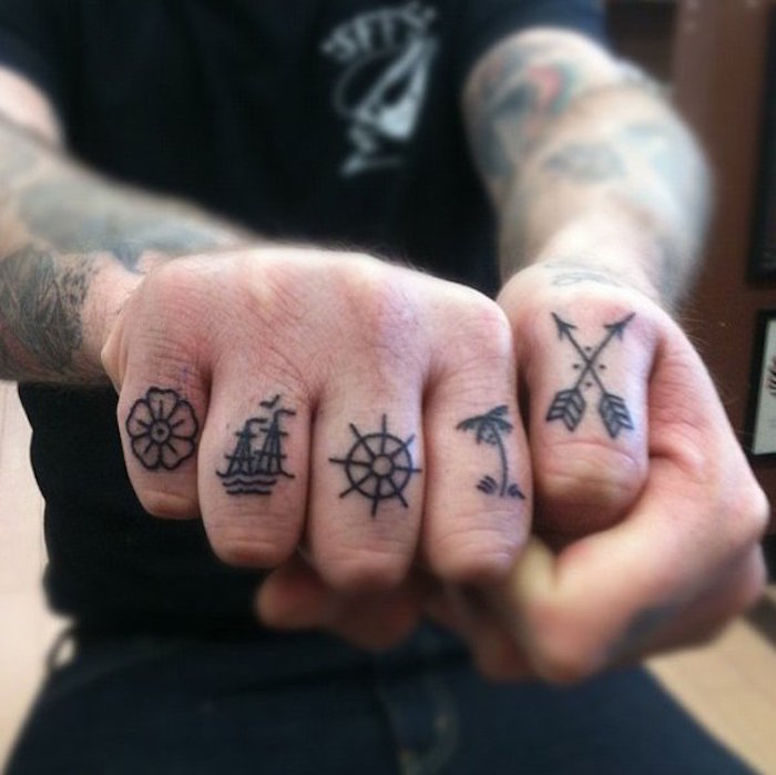 tatouage doigt idee petit symbole dessins doigts homme