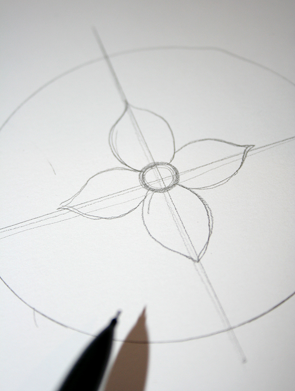 dessiner une fleur à pétales symétriques, idée activité créative adulte, les astuces pour faire dessin mandala à colorier