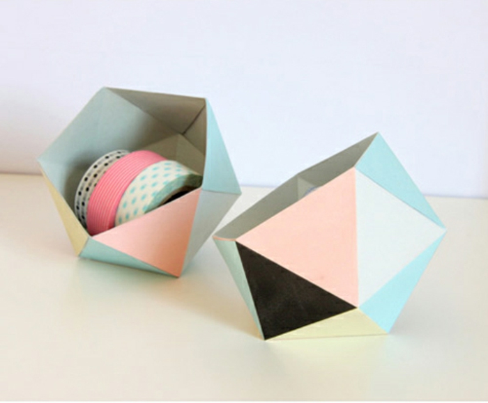 une boîte géométrique de rangement façon origami, origami facile pour débutants