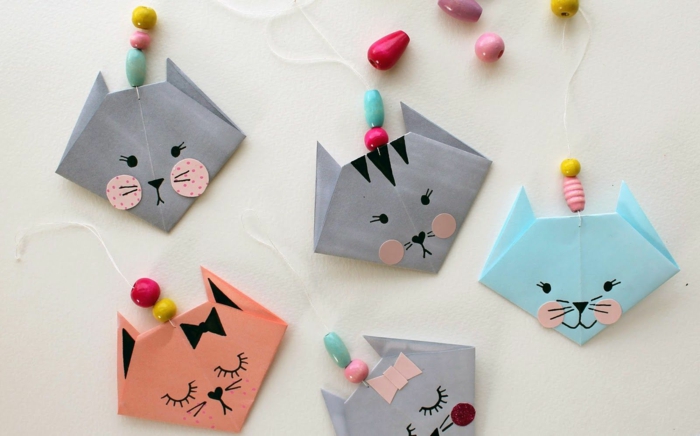 pliage papier origami facile, comment faire un chat en origami