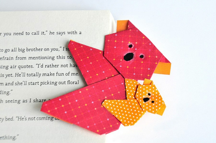 origami animaux en marque-page, comment faire un koala facile et son petit