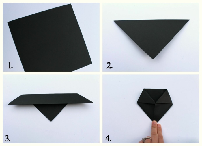bricolage d'Halloween facile, instructions pliage papier pour réaliser une chauve-souris origami