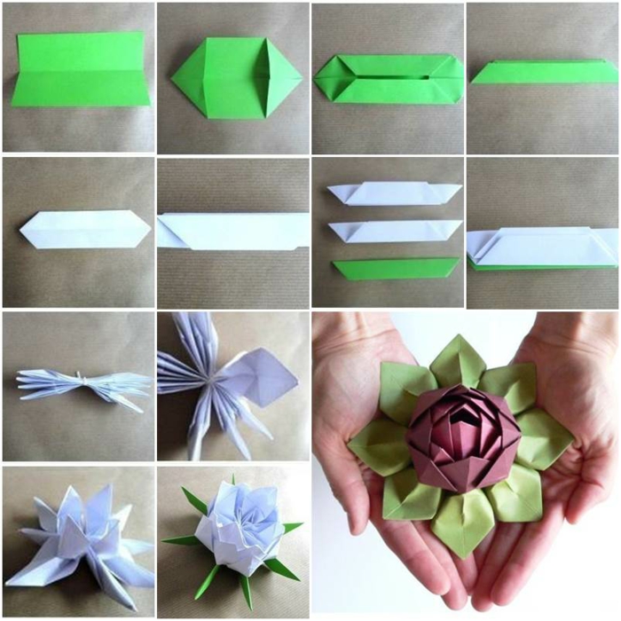comment faire une fleur en papier, joli lotus en papier réalisé en quelques étapes