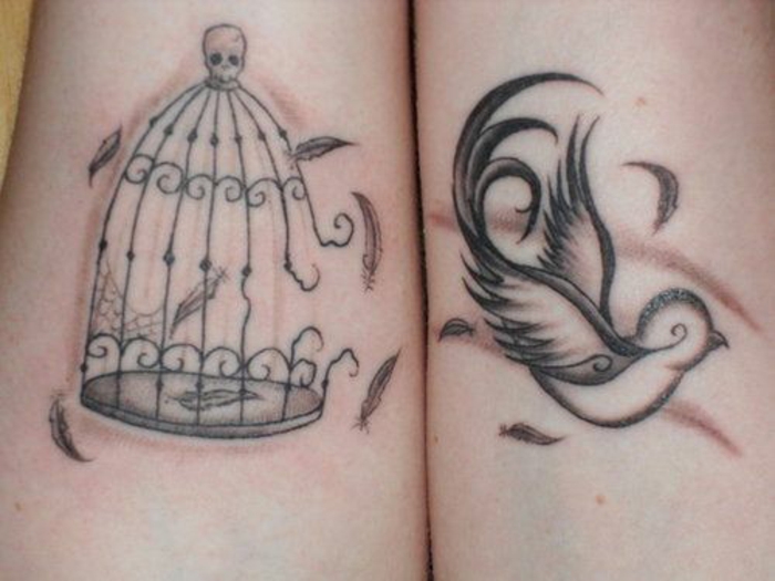 Petit tatouage femme oiseaux tatouage idée oiseau et cage - oiseau qui s envole tatouage 