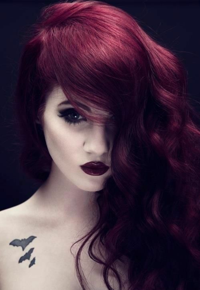Superbe coloration cheveux rouge teinture rouge bordeaux