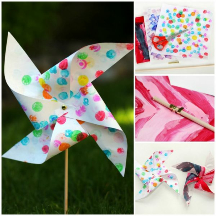 une activité manuelle créative pour les enfants avec un moulin à vent en papier recyclé