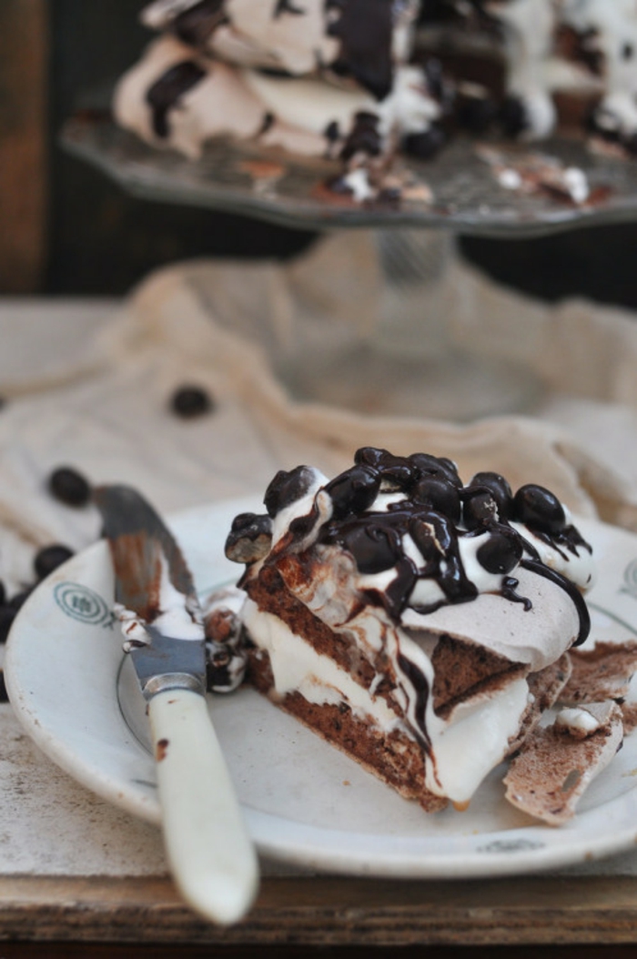 une recette de pavlova savoureuse au chocolat, gâteau de noel chocolaté