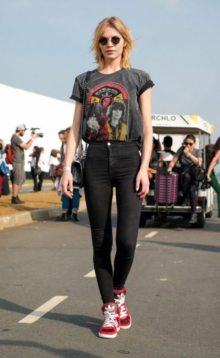 Jolie tenue rock chic femme fringues rock ootd