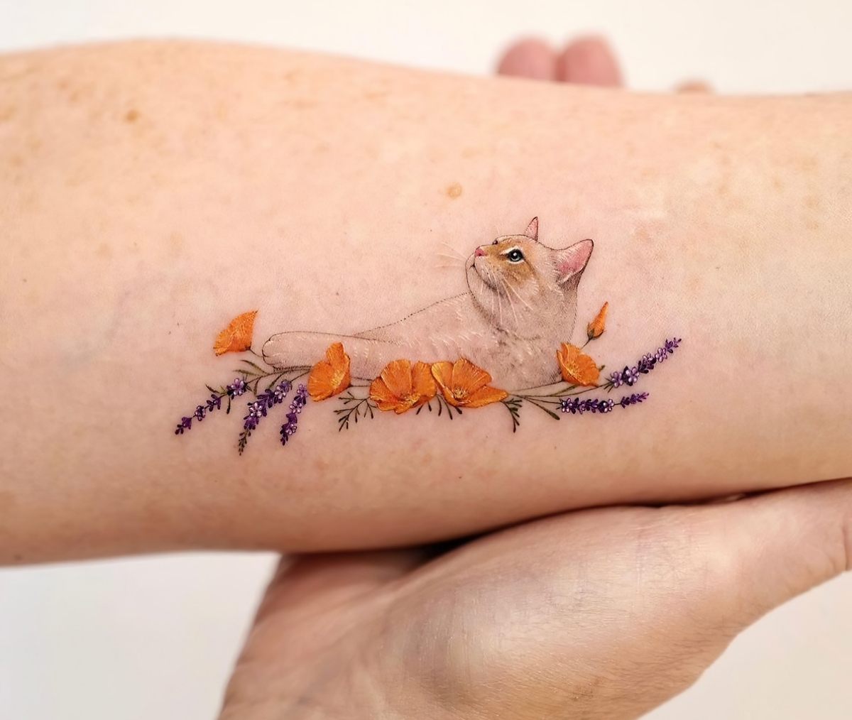 Tatouage Chat Fleur