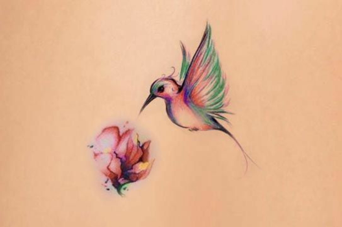 Quel tatouage plume oiseau tatouage femme bras coloré tatouage
