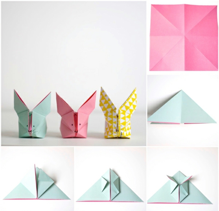 comment faire des origami animaux en quelques étapes, lapin origami en papier double face