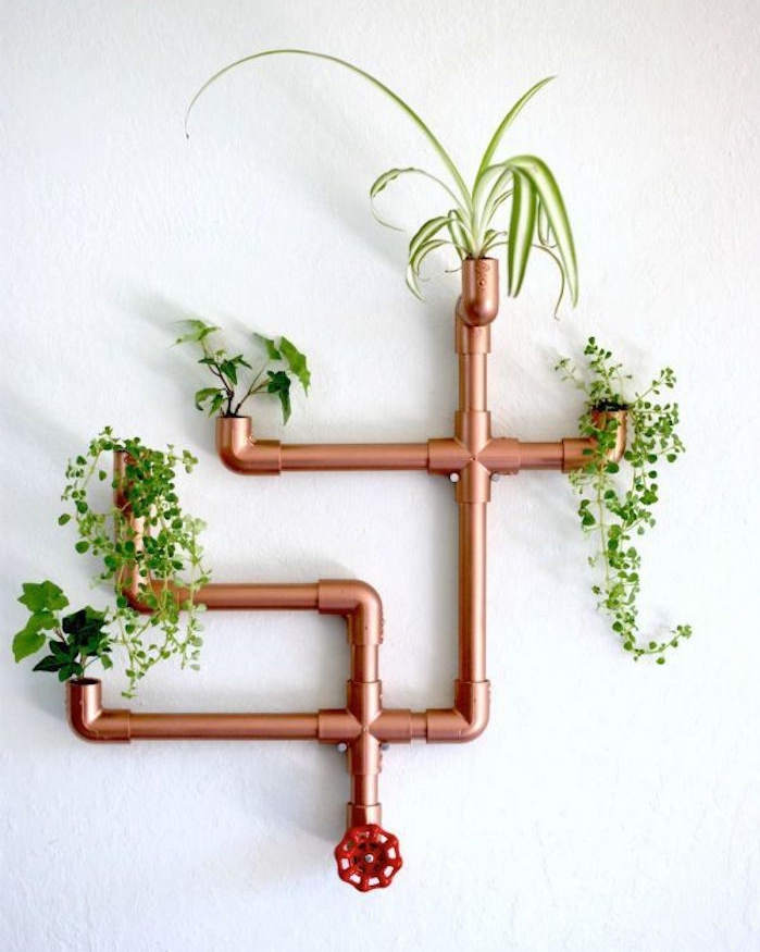 jardiniere moderne design intérieur avec décoration tubes cuivre plomberie