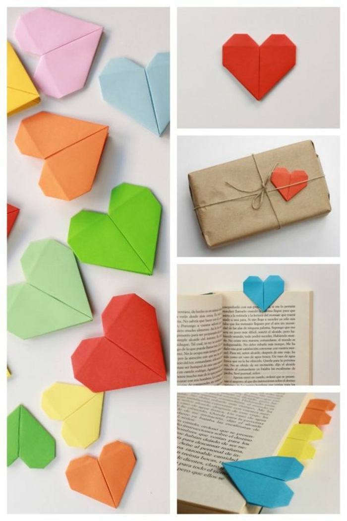 réaliser un origami facile en forme de cœur à utiliser comme étiquette cadeau ou marque-page