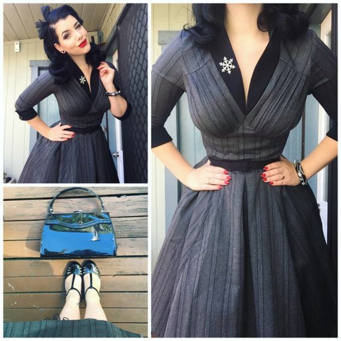 Robe Pin-up Années 50 Trapèze - Style Rockabilly Chic Pour Soirée, Mariage, Cérémonie - Taille Haute Sans Manches
