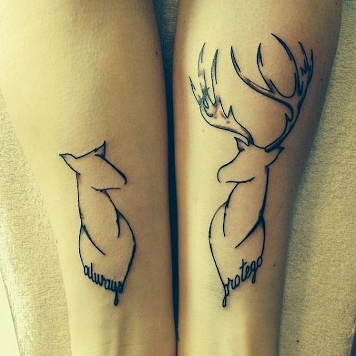 tatouage amoureux male femme animal avant bras