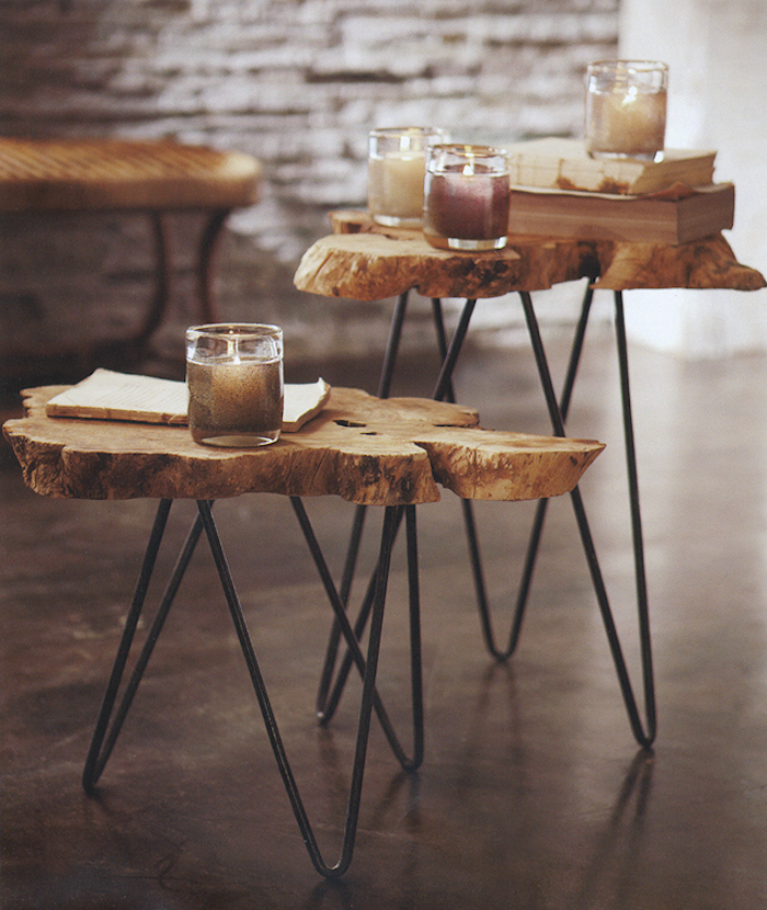 table en rondin de bois rustique idee deco diy tronc arbre