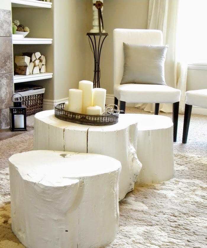 meubles en troncs arbres blanc deco rustique design