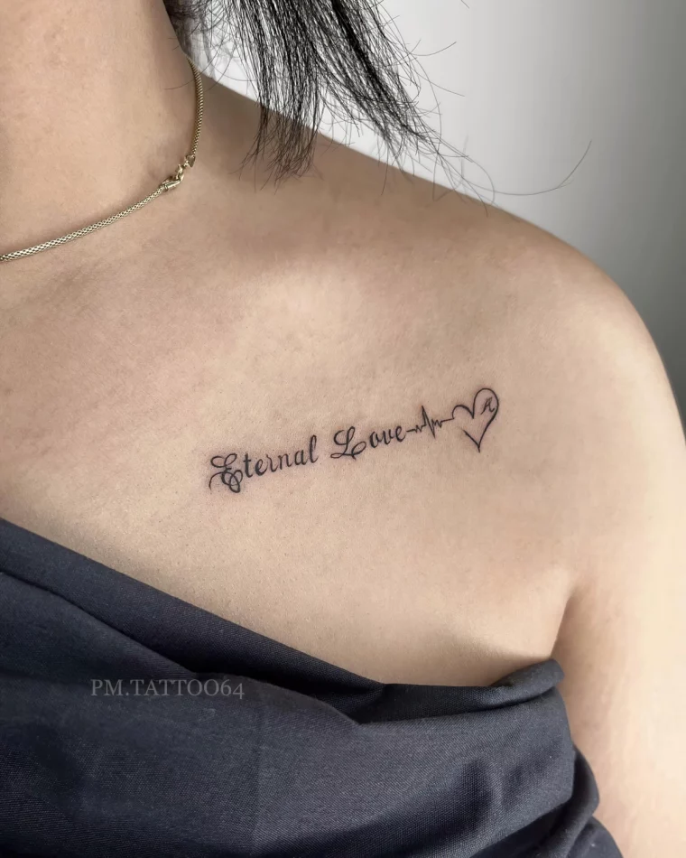 tatouage amour eternel phrase dessin petit coeur fines lignes