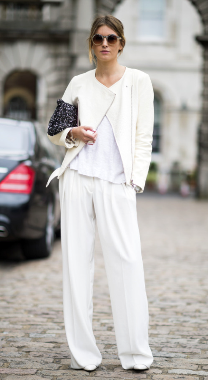 Idée pantalon femme blanc que mettre avec un jean blanc en italien