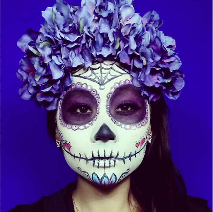 maquillage mexicain femme tête de mort mexicaine pour dia de los muertos