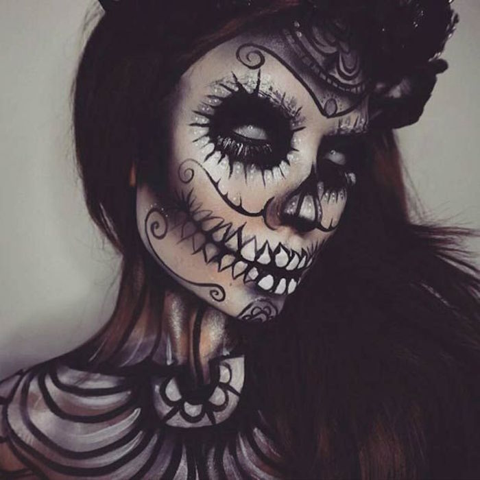 tete de mort mexicaine maquillage jour des morts deguisement clavera femme