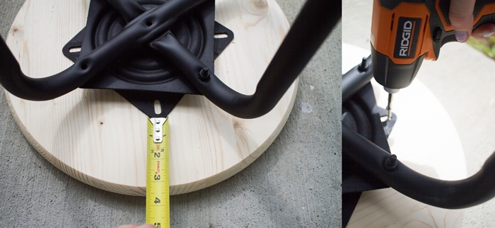 chaise industrielle, roulette mètre ruban à mesurer, siège de tabouret en bois, meubles aux pieds noirs