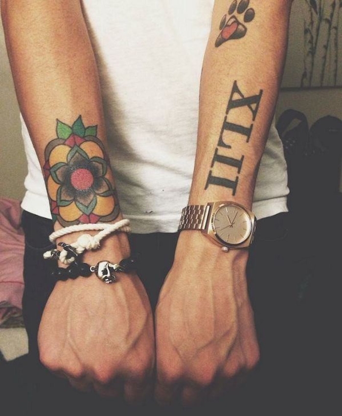 tatouage chiffre romain avant bras homme tattoo old school