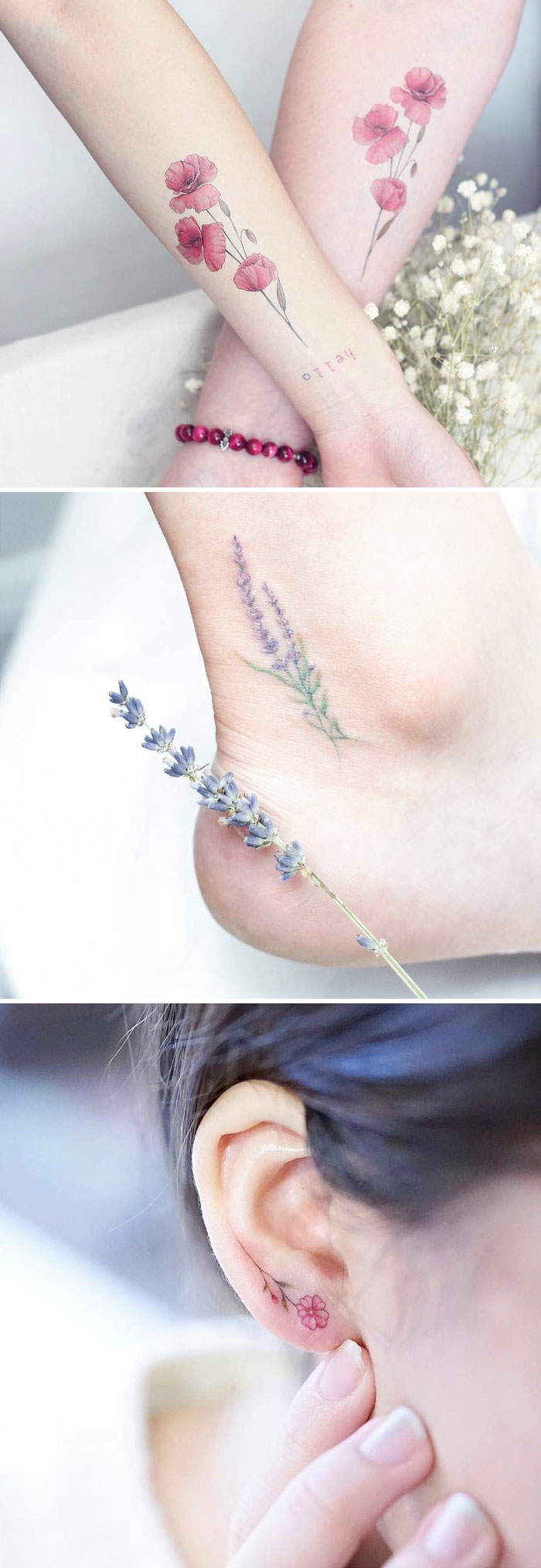 Photo de tatouage femme poignet idées tatoo superbe fleurs colorés