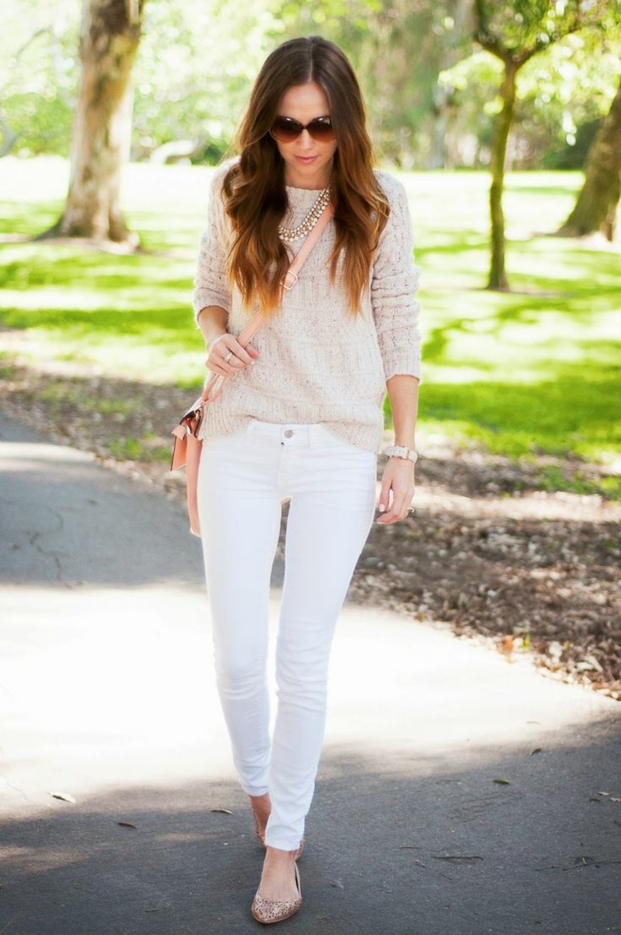 Formidable tenue porter un jean look jean slim jeans blanc s habiller bien