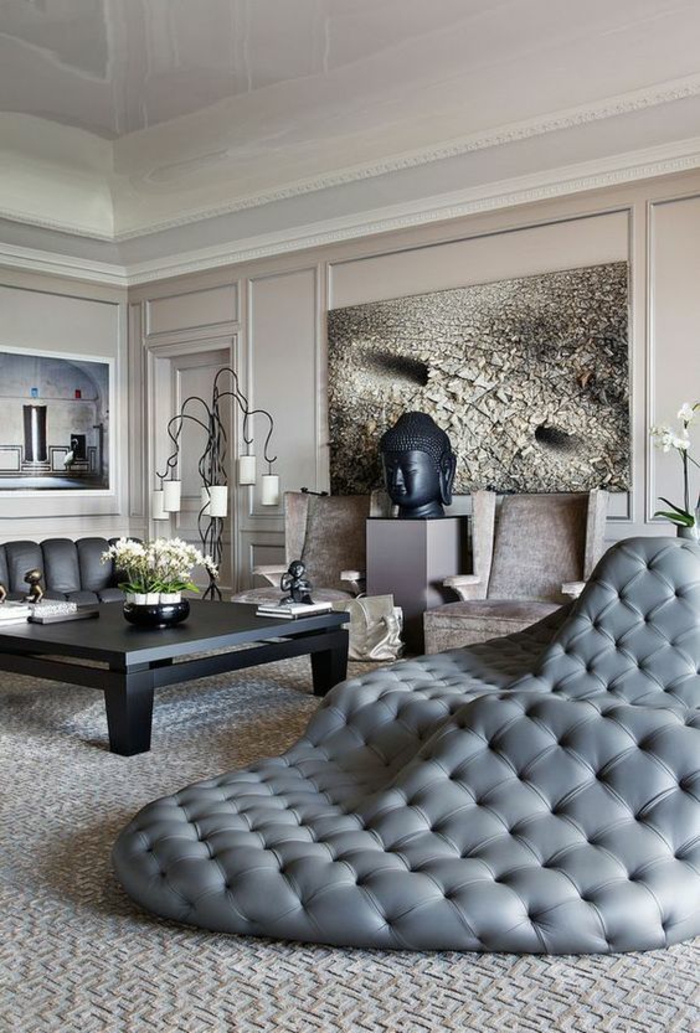 baroque meuble en gris clair effet matelassé grande surface pour s asseoir et pour se coucher