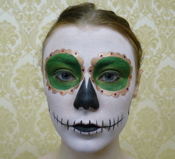 maquillage squelette homme calavera mexicaine tete mort mexique