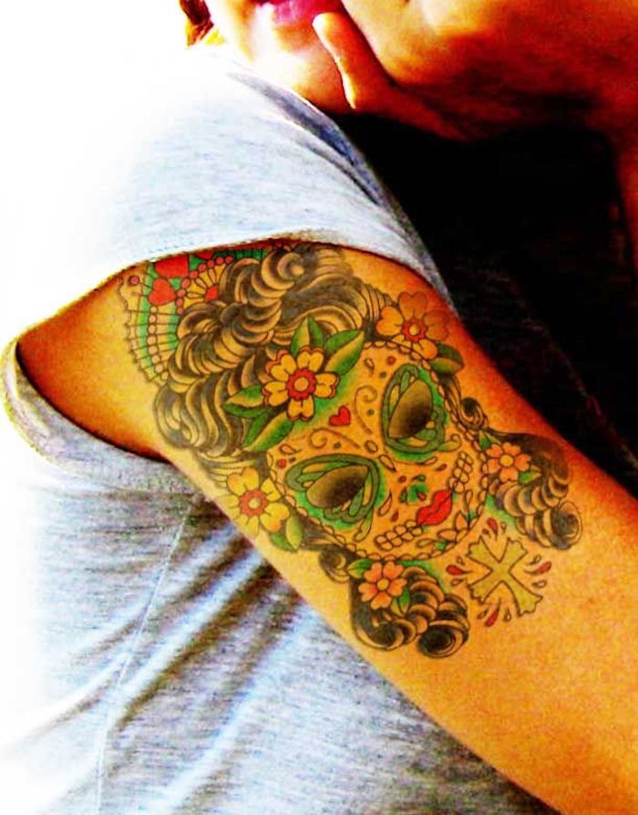 tatouage fete des morts visage femme crane mexique