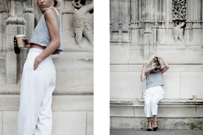 Idee pantalon femme blanc que mettre avec un pantalon blanc en italien top court pantalon vacances tenue
