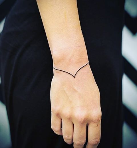 exemple de tatouage minimaliste, fil noir simple, tatouage bracelet facile à créer et discret