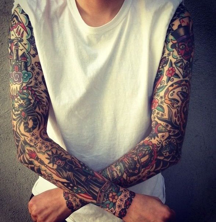 tattoo bras complet homme tatouage entier old school vintage