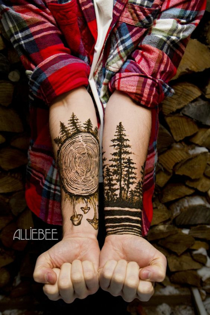 Magnifique tatouage sablier old school écriture old school arbres