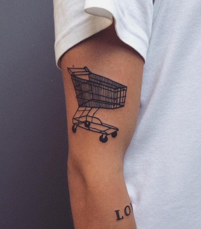 les plus beaux tatouages, dessin en encre sur la peau, supermarché, motifs nourriture, tatouage amusant