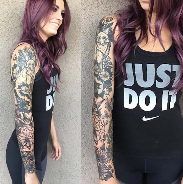 tattoo bras complet femme noir et blanc idées de tatouages entier fille