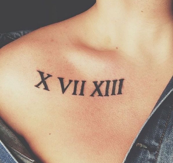 tatouages chiffres romains tattoo romain chiffre poitrine femme